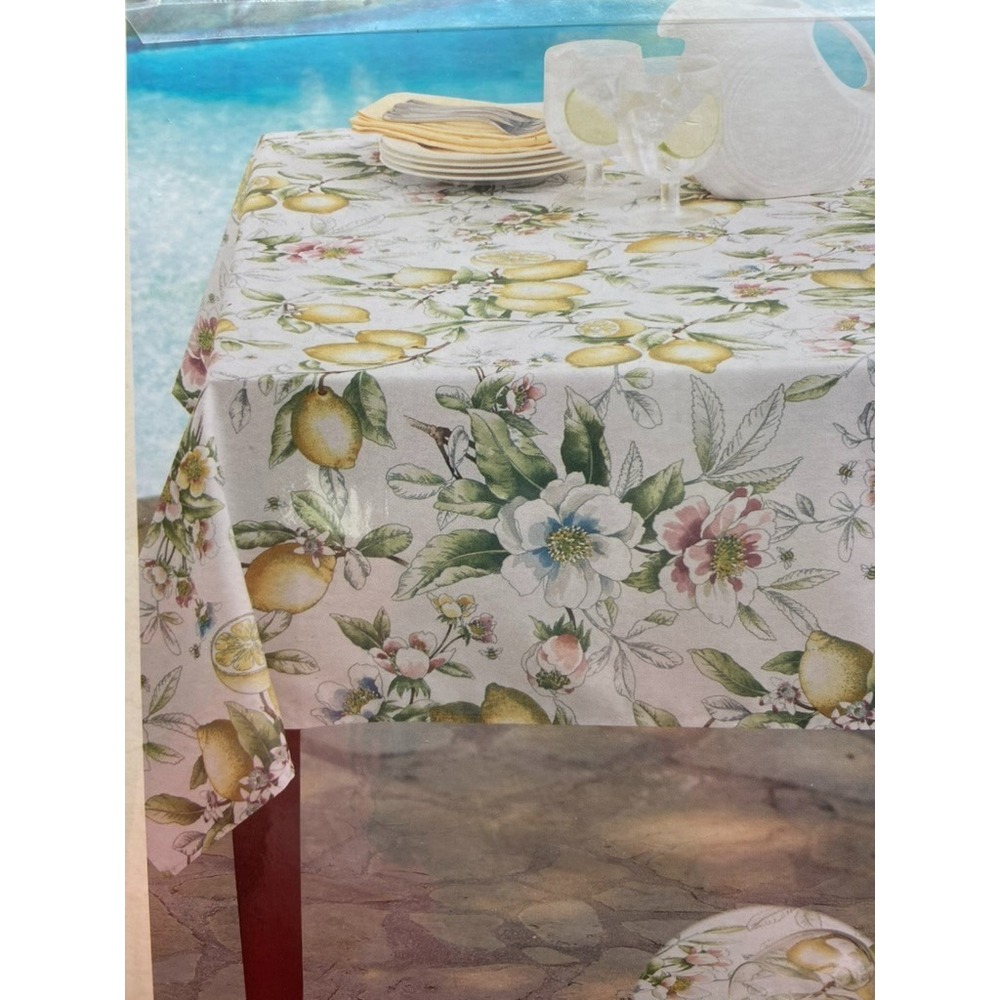 New Benson Mills Tablecloth Limona Lemons Oblong 52" x 70" Spillproof Easy Care